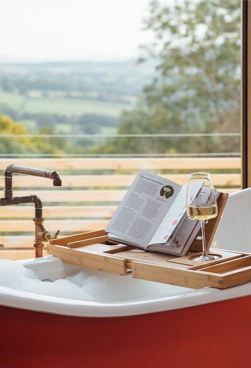 Bath inside a yurt