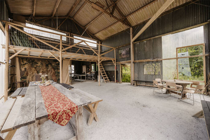 Table in communal barn