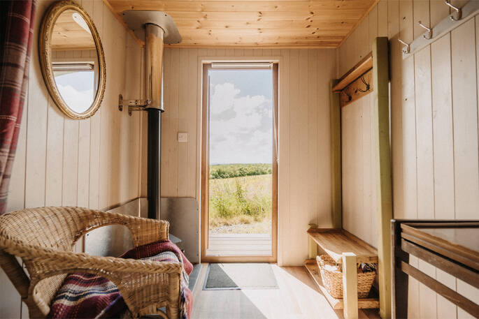 View looking out of hut