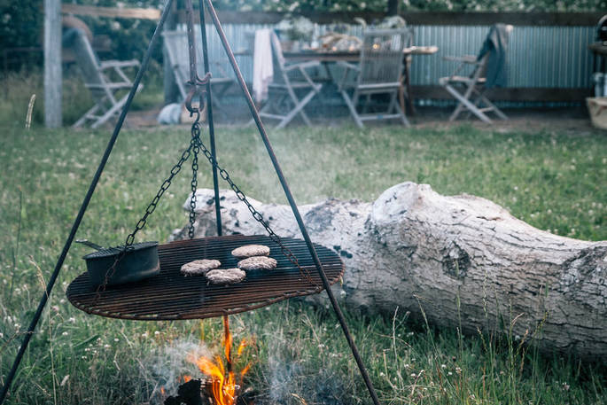 BBQ setup in the garden