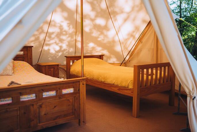Beds in bell tent