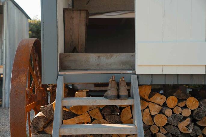 Entrance to the hut via steps