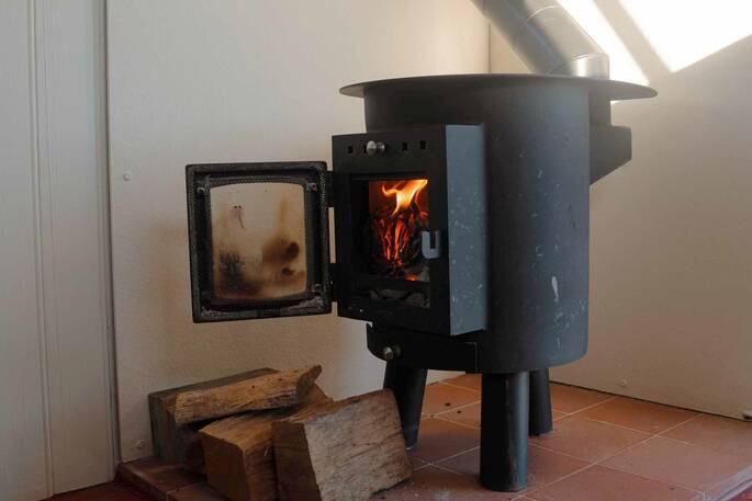 Main source of heat comes from the wood burner