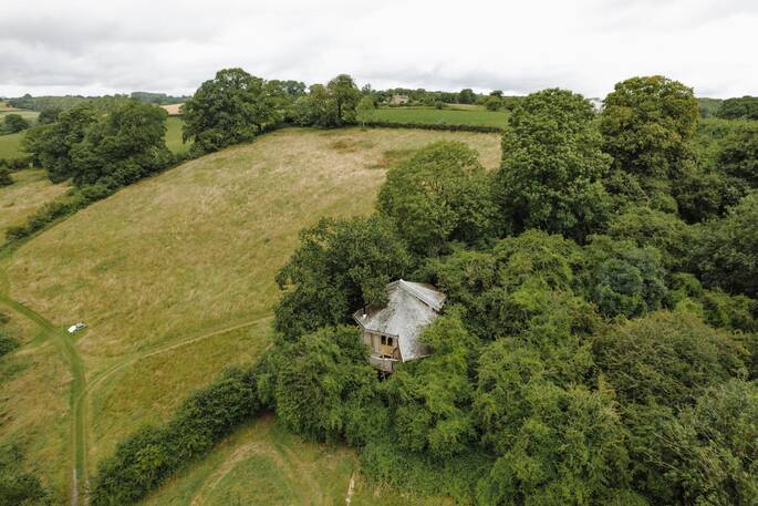 Aerial view showing neighbouring meadows