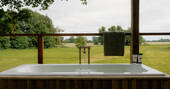 Outdoor bath tub on the deck