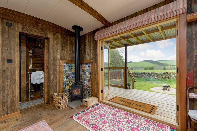 Large  bifold doors leading to the deck