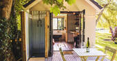 Outdoor shower on the deck