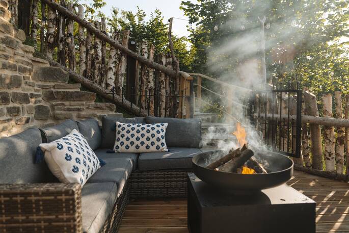 Outdoor seating by the firepit