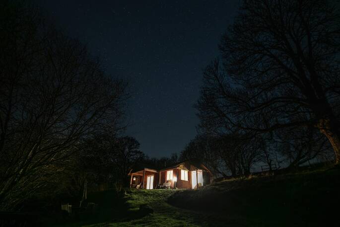 A starry night at Straw Cottage - the perfect spot for star-gazing in Powys, Wales