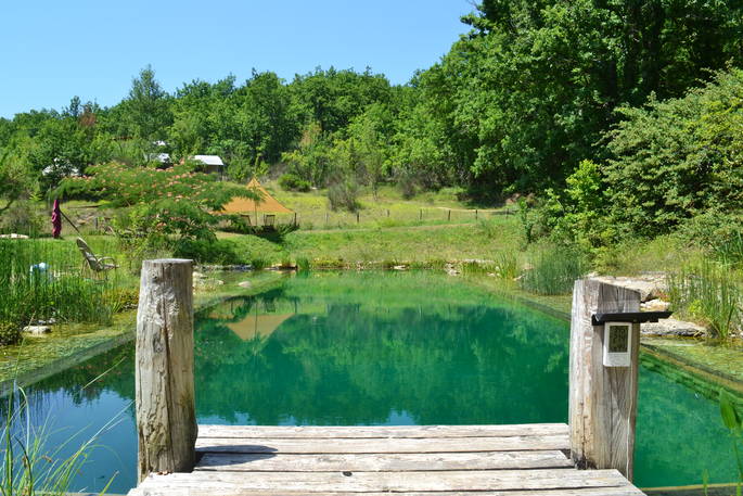 Outside shared pool, view from the jetty at Le camp in France 